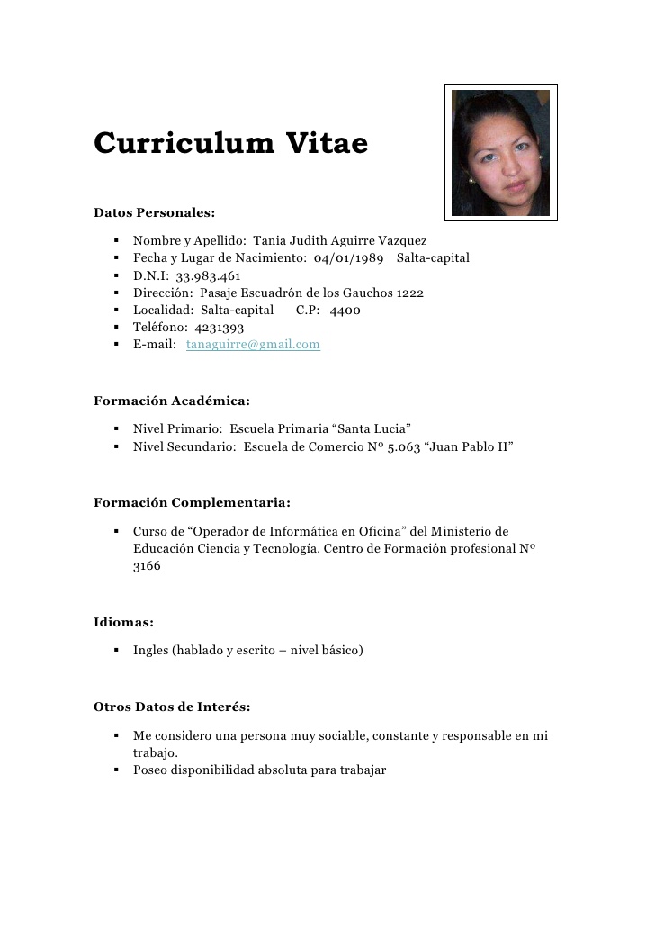 Curriculum Vitae com foto 3x4